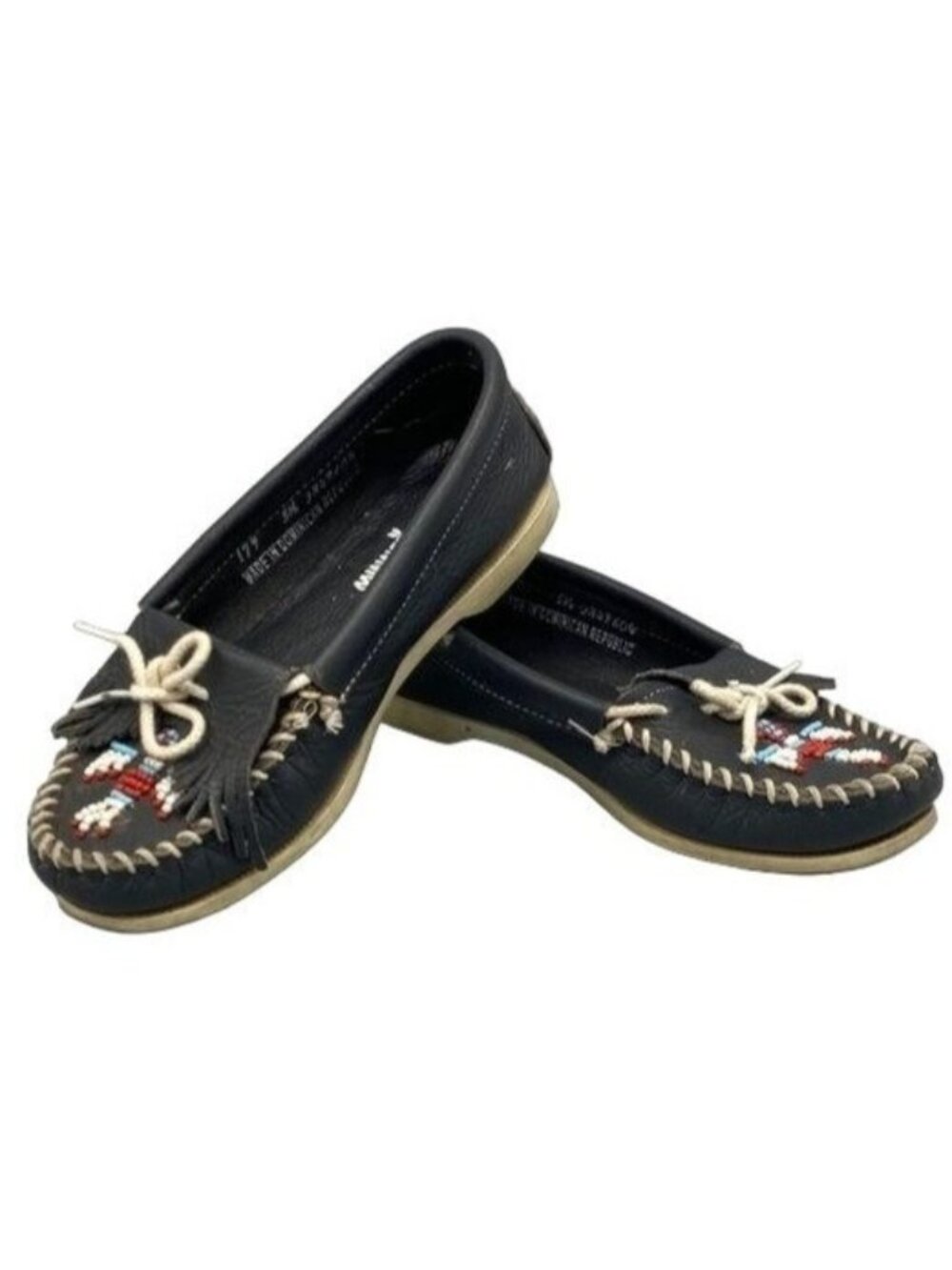 vintage minnetonka moccasin 3849604 Blue beaded Shoes 5.5 READ